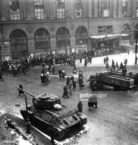 A Soviet T 34 Tank On The Streets Of Budapest Hungary After The
