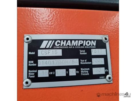 Hire 2002 Champion Csf15 Air Compressor In Hallam Vic