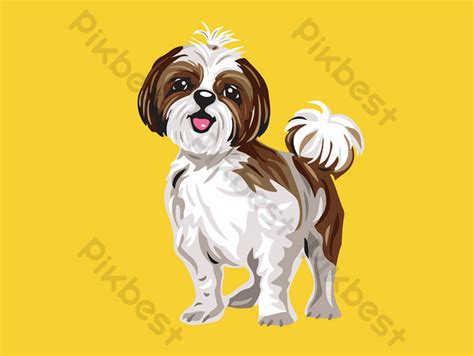 Cute Dog Shih Tzu Vector Element Png Images Ai Free Download Pikbest