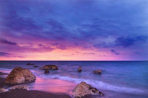 Beach Pink Purple Blue Sunset Wallpapers Wallpaper Cave