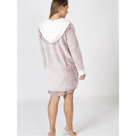 Cuddl Duds Hooded Zip Robe With Sherpa Trim Qvc Uk