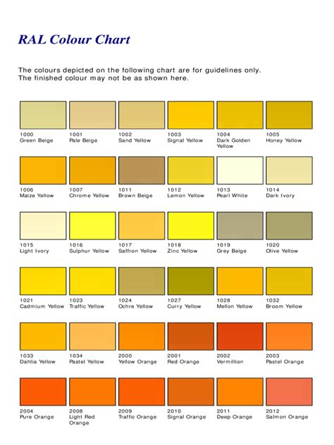 2021 Ral Color Chart Template Fillable Printable Pdf And Forms Handypdf