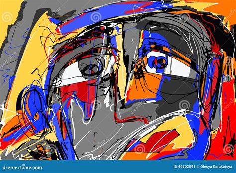 Abstract Digital Painting Of Human Face Stock Vector Image 49702091