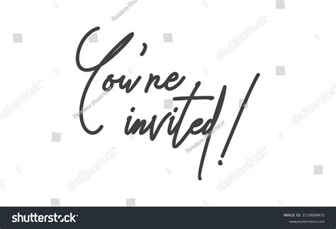 Youre Invited Lettering Text Hand Drawn Stock Vector Royalty Free
