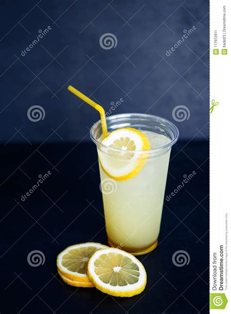 Lemon Lemonade In The Plastic Cup Stock Image Image Of