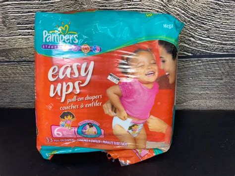 Vintage Pampers Easy Ups Dora The Explorer 2006 Size 6 Pull On Diapers