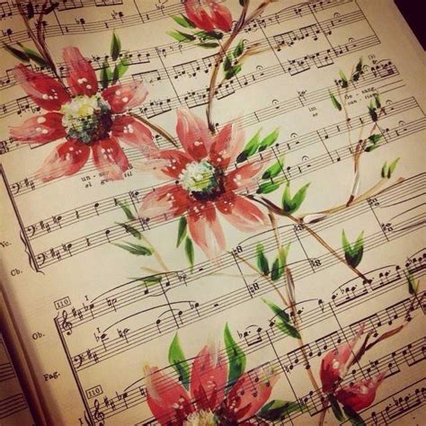 Flower On Sheet Music Painting By Noel Chapman Mckelvy Sheet Music