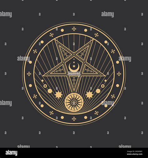 Pentagram Esoteric Circle Occult Magic And Tarot Symbol Vector