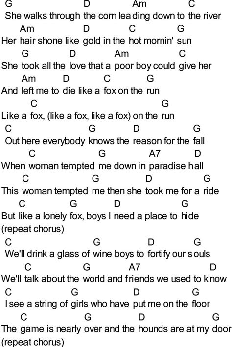 Bluegrass Songs With Chords Fox On The Run In Mandolin Songs Lyrics And Chords Song