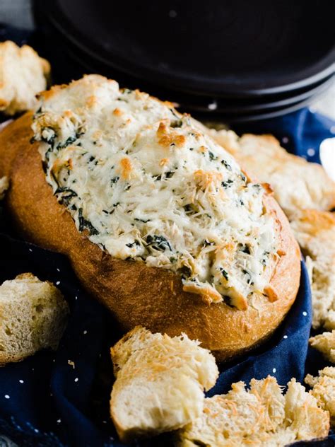 Today i'm giving you my bread bowl recipe, but it's not the usual one you will find on the interwebs.i have gone down the quick and easy route and this is a recipe for how to make those make plain bread rolls into garlic bread bowls. Spinach Artichoke Dip In A Bread Bowl - Easy Home Meals