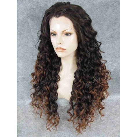 Brown Ombre Long Curly Synthetic Lace Front Wig Synthetic Lace Front