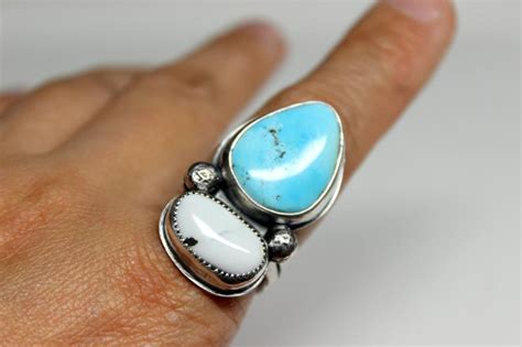 Size Kingman X White Buffalo Turquoise Sterling Etsy