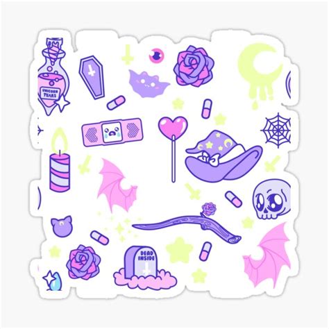 Pastel Goth Kawaii Icons Sticker For Sale By Applejackxox Redbubble