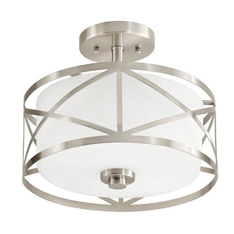 Mount the base of your light fixture & install light bulbs. Kichler Edenbrook 11.38-in W Brushed Nickel Etched Glass ...
