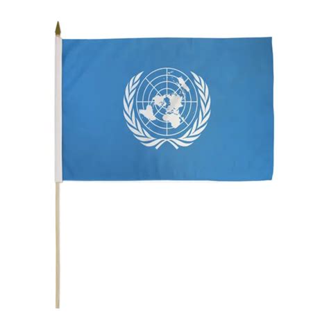 1 Dozen United Nations Flags 12x18in Stick Flag Of The United Nations