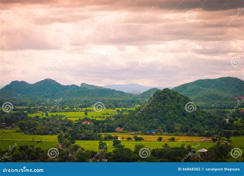 Thailand Landscape Of Rural City And Mountain Stock Photo Image Of
