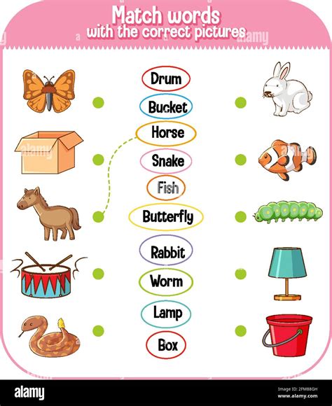Match Words With The Correct Pictures Game For Kids Illustration Stock