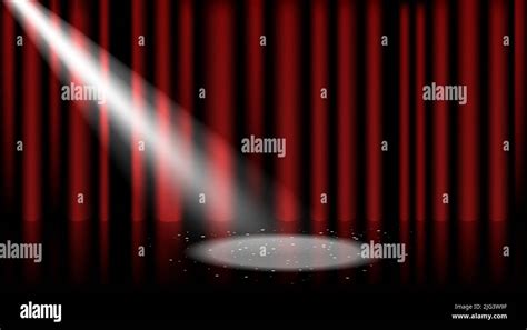 Spotlight On Red Stage Curtain Stock Vector Image And Art Alamy
