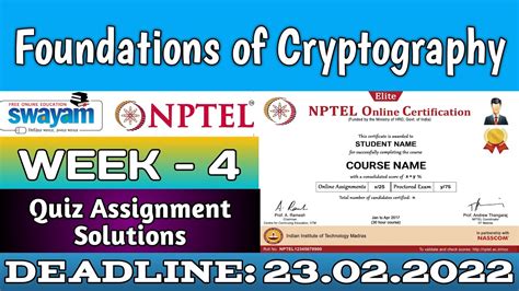 Foundations Of Cryptography Nptel Assignment 4 Week 4 Swayam