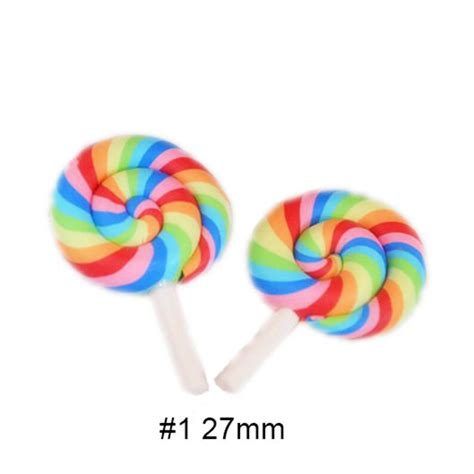 5 10 20 50pcs polymer clay rainbow lollipop kawaii miniature etsy