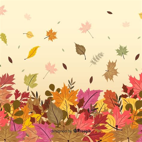 Free Vector Hand Drawn Autumn Background With Leaves