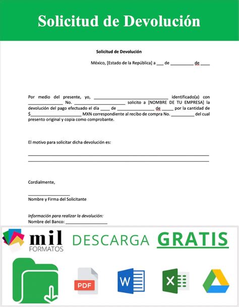 Solicitud De Devoluci N Ejemplos Formatos Word Excel Hot Sex Picture