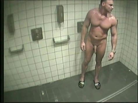 Str8 Muscle Hunk Caught Under The Shower Locker Room