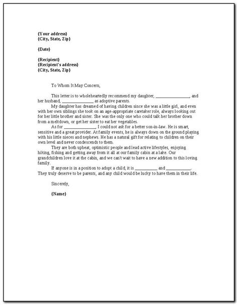 Personal Letter Of Recommendation For Adoption Letter Resume