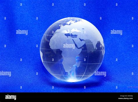 Perfect Planet Crystal Ball Globe Isolated On Blue Stock Photo Alamy