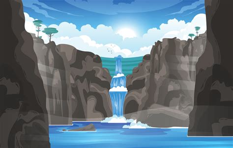 Waterfall Cartoon Illustration 4471102 Vector Art At Vecteezy