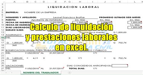 ️ 🏅plantilla Excel Para El Cálculo De Liquidación Y Prestaciones