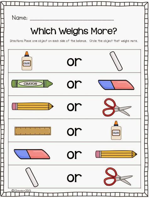 Measurement Worksheets Kindergarten