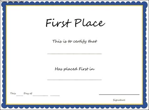 1st Place Award Certificate Template Within First Place Certificate