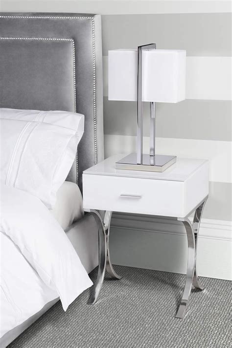 Pimlico White Glass Bedside Table With 3 Drawers Ercol Pimlico 3