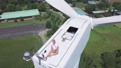 Drone Catches Monk Sunbathing On 73 Metre High Us Wind Turbine The