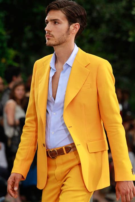 Roberto Cavalli Yellow Evening Dresses Slim Fit Tuxedo Prom Suits