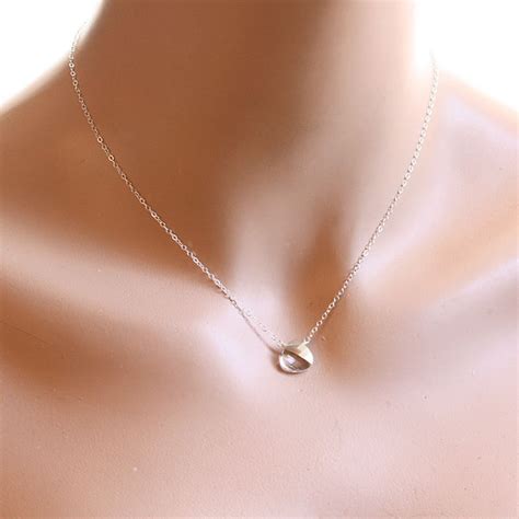 Sterling Silver Tiny Crystal Necklace Bridesmaids Necklace Etsy