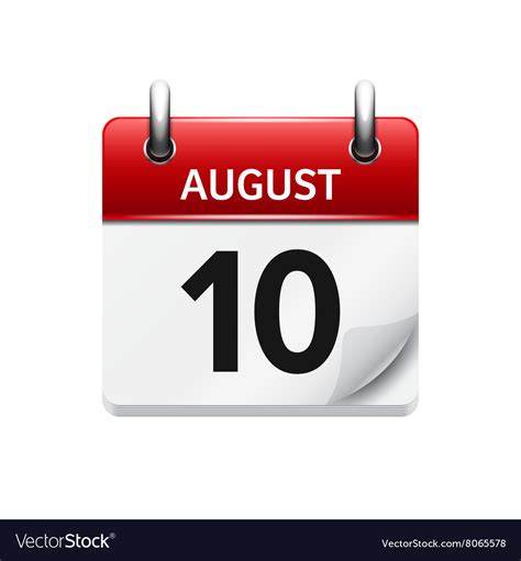 August Flat Daily Calendar Icon Date Royalty Free Vector