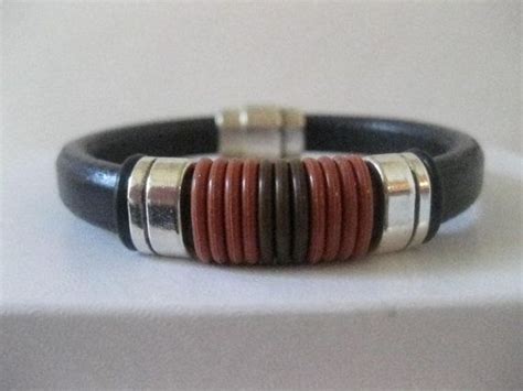 Regaliz Licorice Black Leather Bracelet With Silver Sliders And O Rings