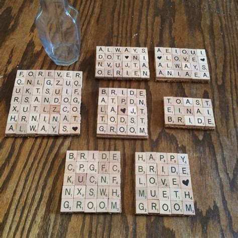 Scrabble Letters On Cork Board To Make Coasters For Wedding Decor How