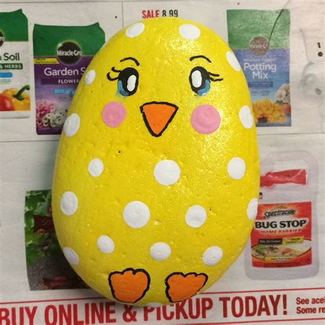 Baby Chick Cheerful Yellow With White Dots Painted Rock I Used Yellow