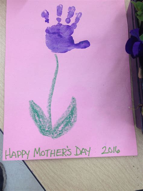 Handprint Flowers Mothers Day Card Preschool Arts And Crafts