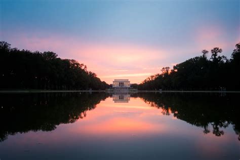 Sunset At The Lincoln Memorial Reflecting Pool