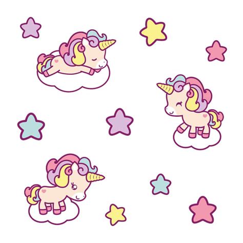 Cute Unicorn Wall Sticker Pack Stickerscape
