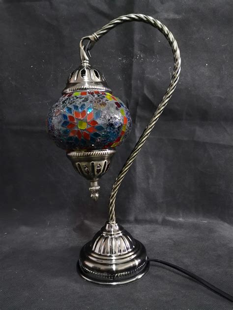 Turkish Mosaic Lamp Swan Neck Multicolour Carolina Trading