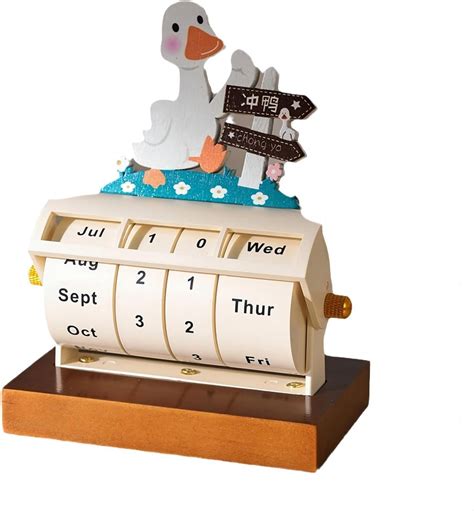 Sihpto Wheel Perpetual Desk Calendar ，wooden Home And