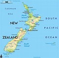 Large physical map of New Zealand with cities | New Zealand | Oceania ...