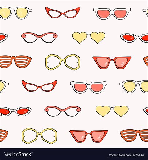 Seamless Pattern Fashion Isolated Sunglasses Set Vector Image