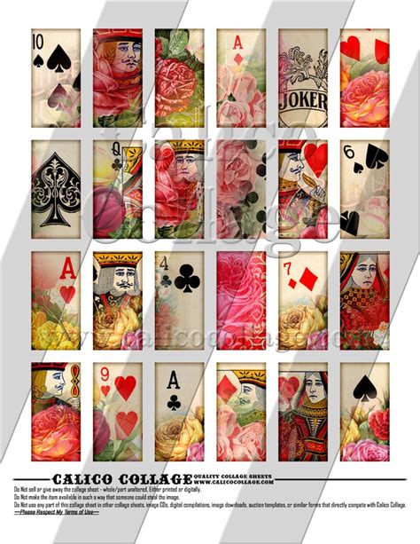 Playing Cards Digital Collage Sheet 1x2 Domino Images For Etsy