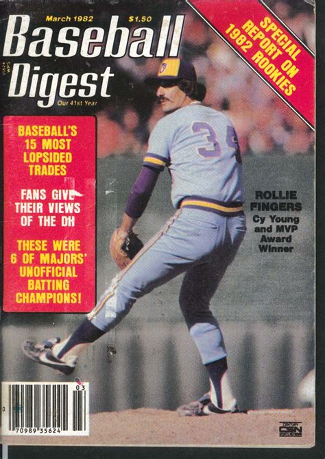 Baseball Digest Rollie Fingers Pete Rose Roger Peckinpaugh 3 1982